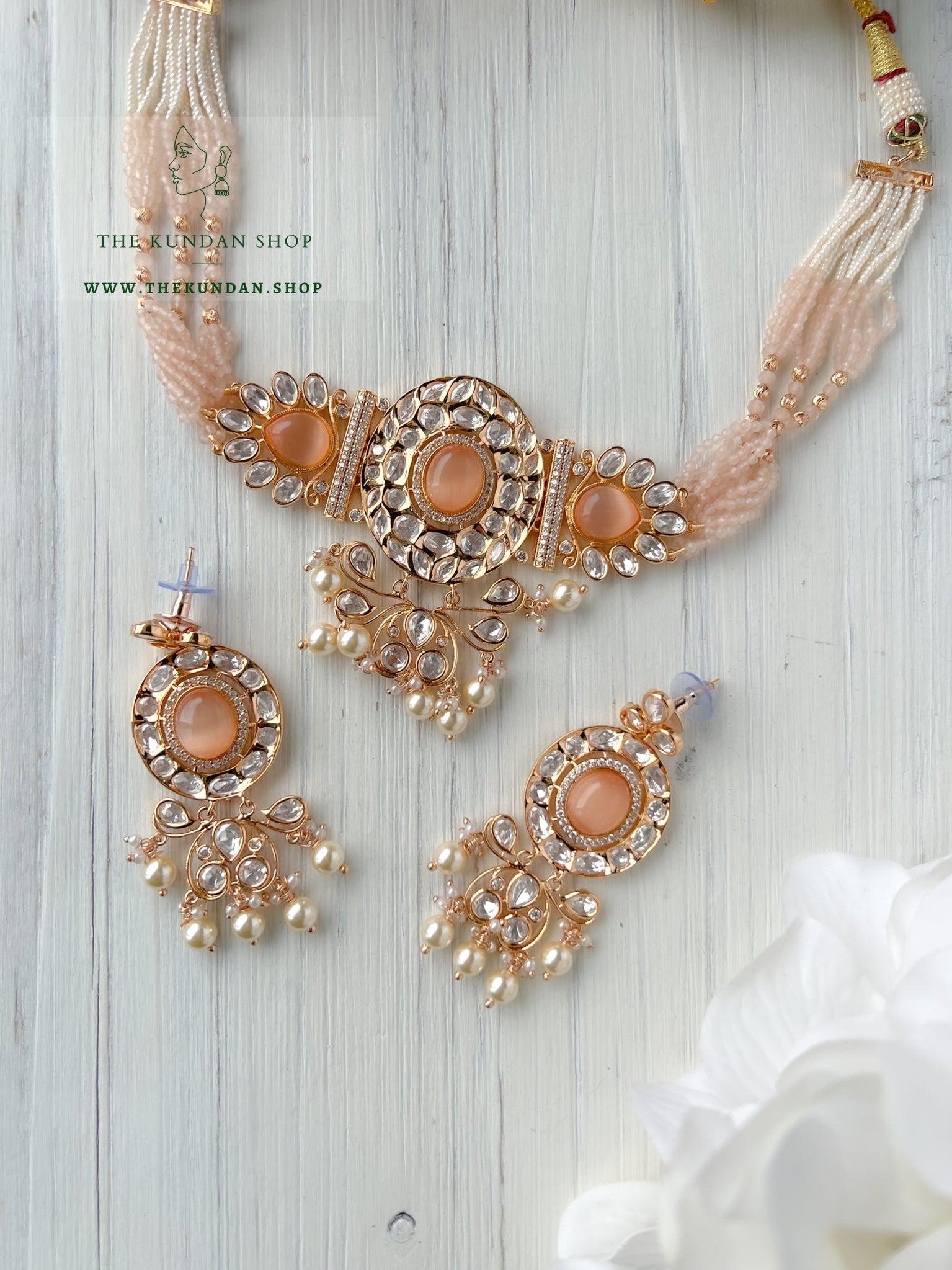Idyllic Kundan in Peach Necklace Sets THE KUNDAN SHOP 
