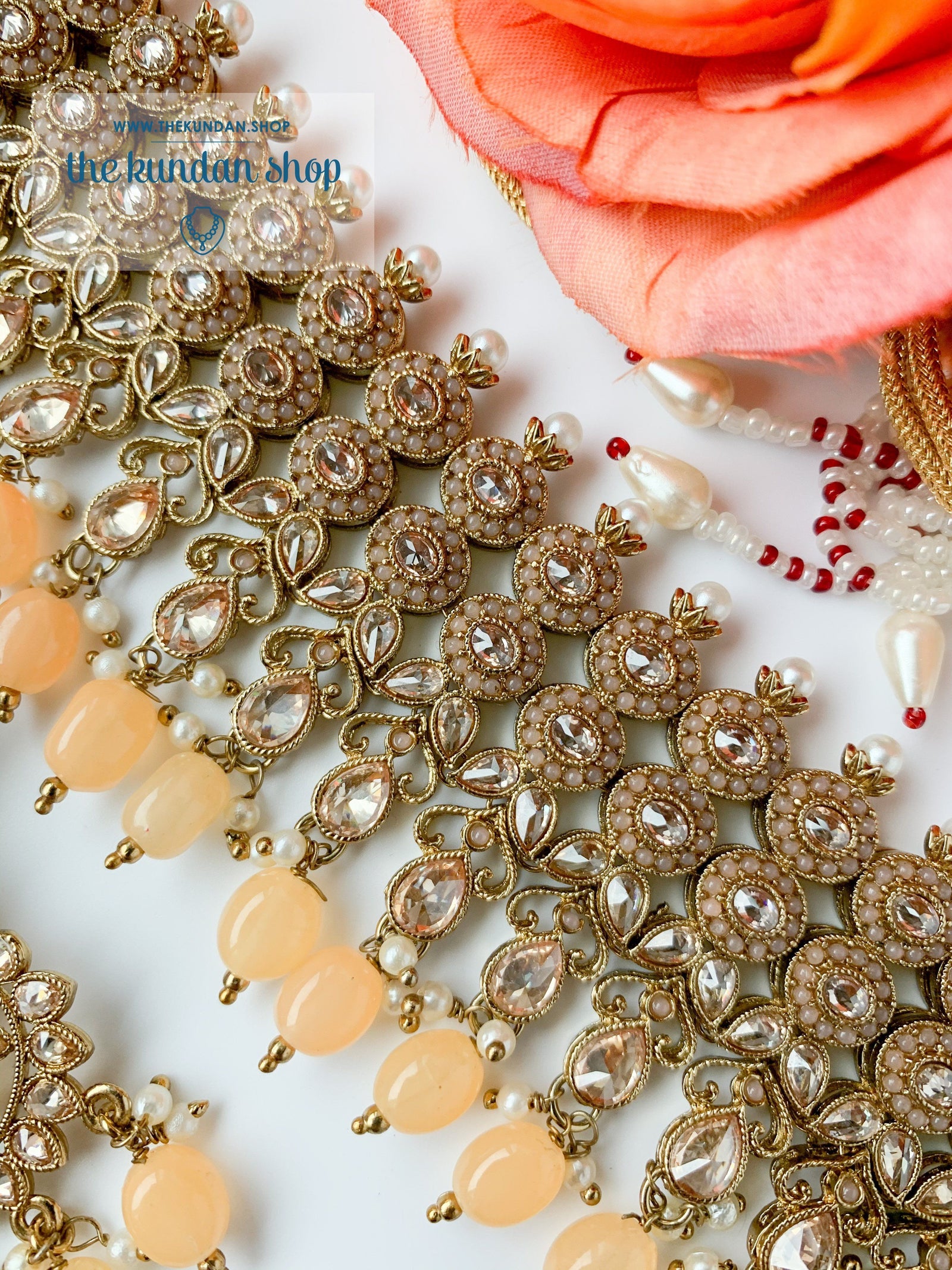 Delusion in Peach Necklace Sets THE KUNDAN SHOP 