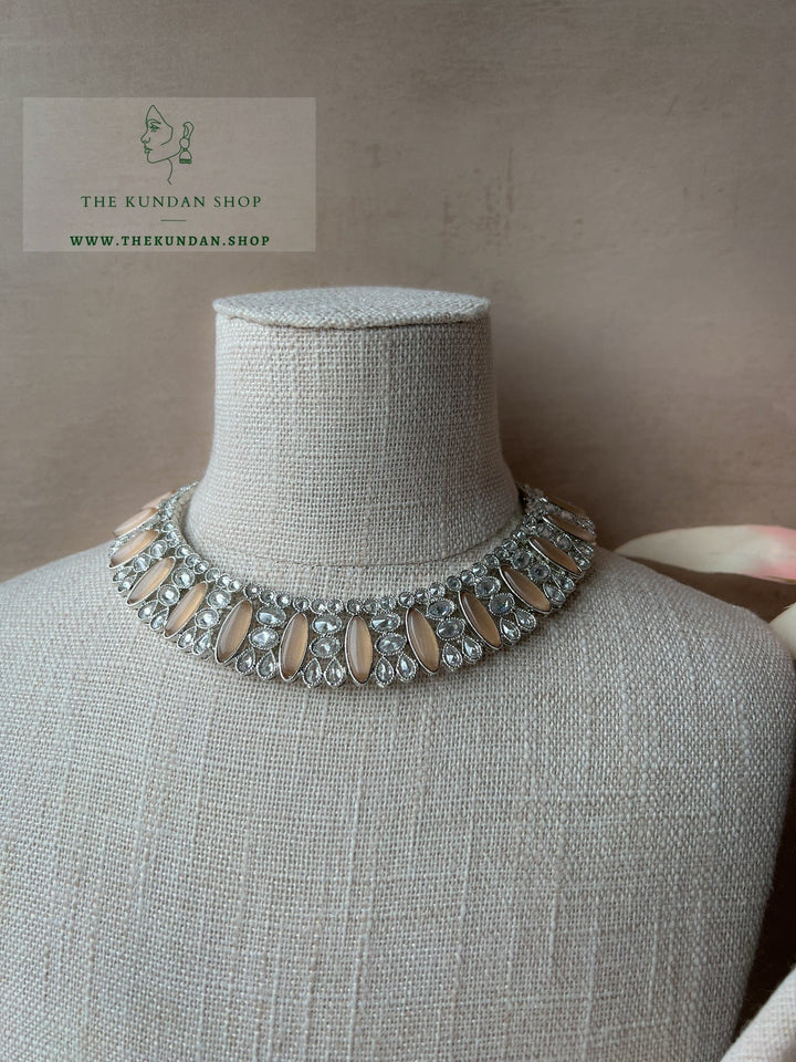 Considered in Silver & Peach Necklace Sets THE KUNDAN SHOP 