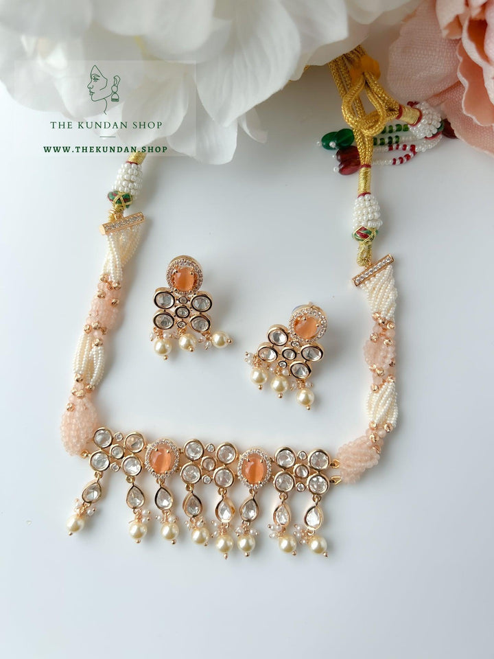 Precise Kundan in Peach Necklace Sets THE KUNDAN SHOP 