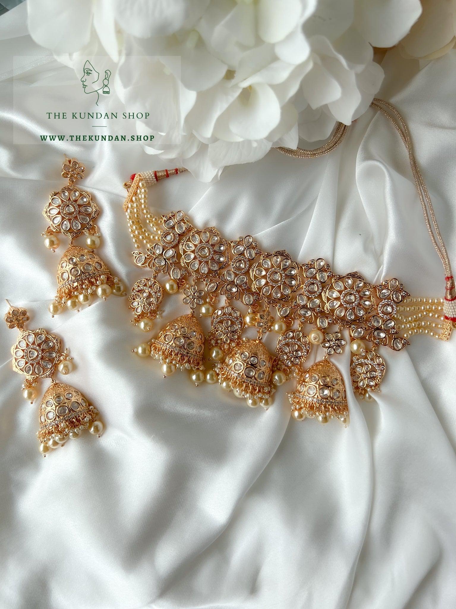 Blended Jhumki in Pearl Necklace Sets THE KUNDAN SHOP 