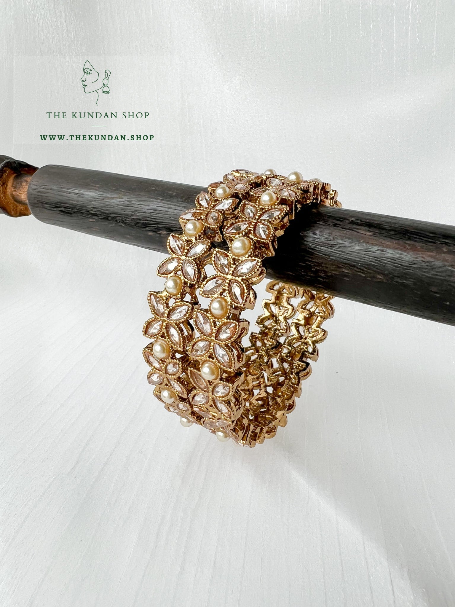 Pearls & Petal in Polki Bangles THE KUNDAN SHOP 