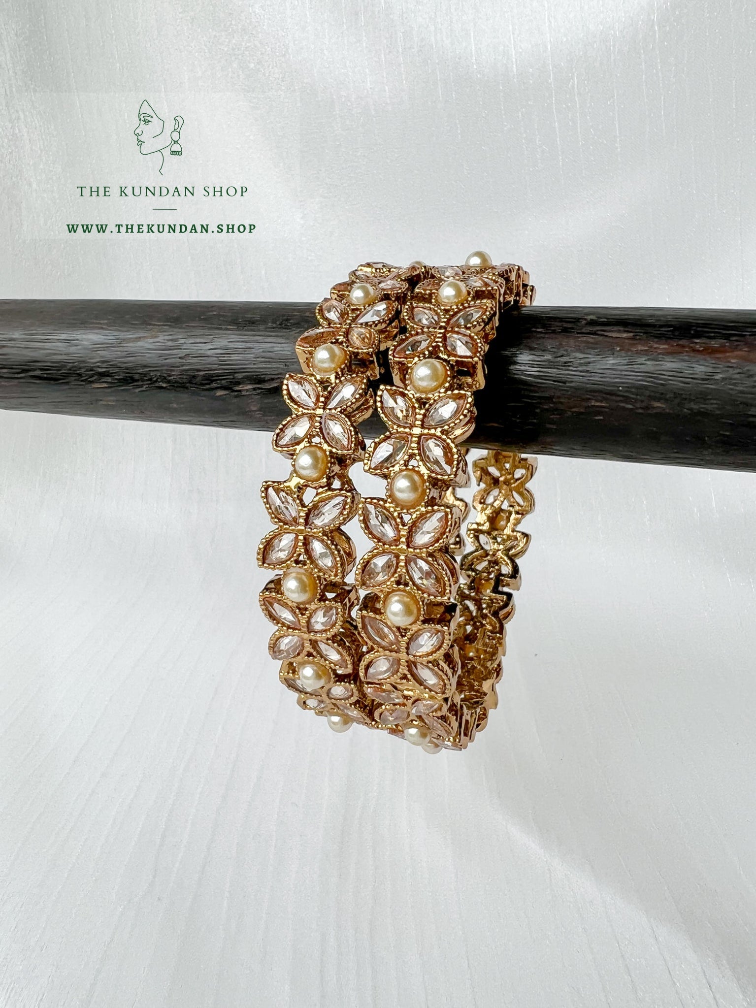 Pearls & Petal in Polki Bangles THE KUNDAN SHOP 