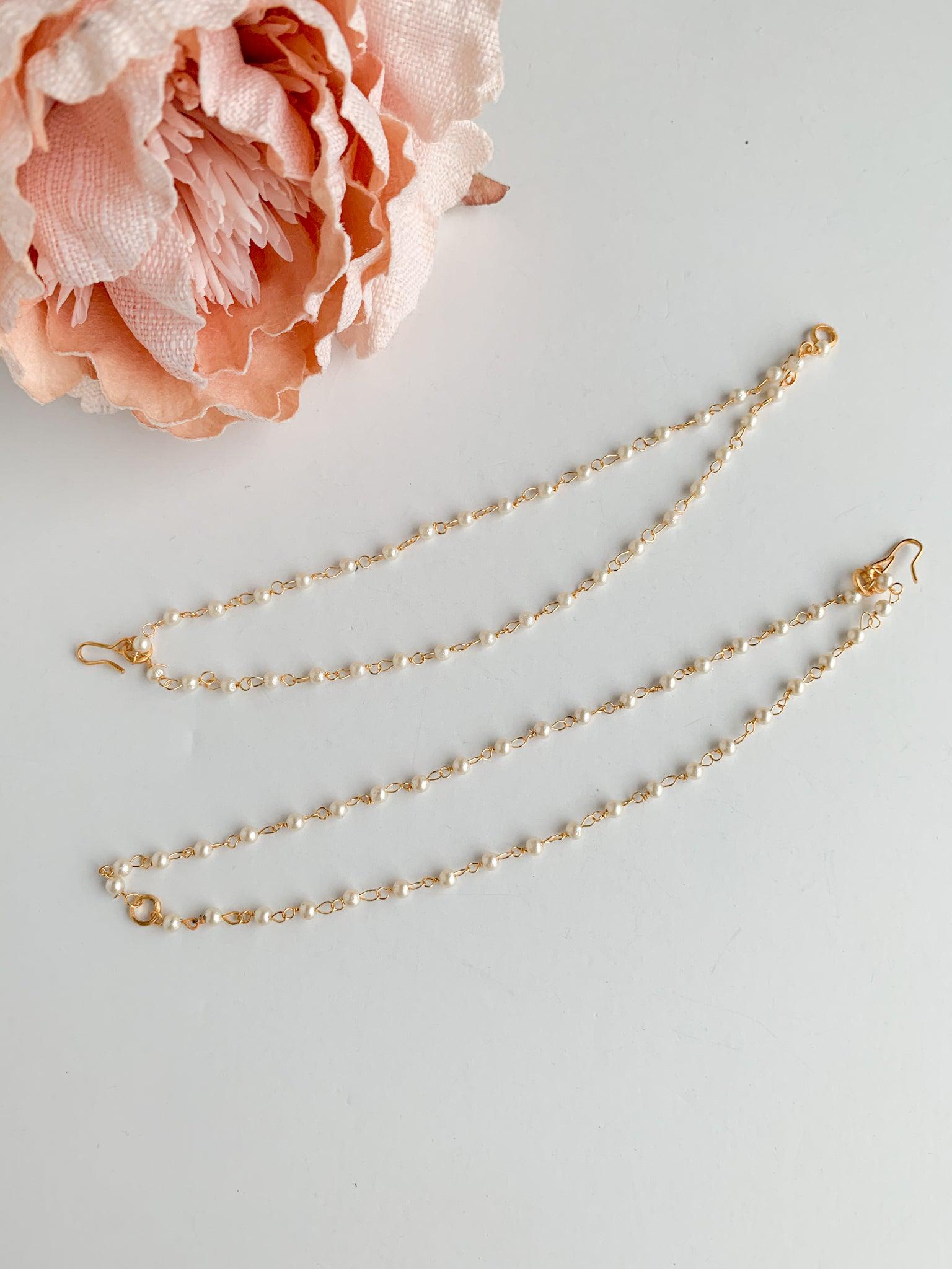 Classic Pearl Saharay Sahara Earrings THE KUNDAN SHOP Two Layer 