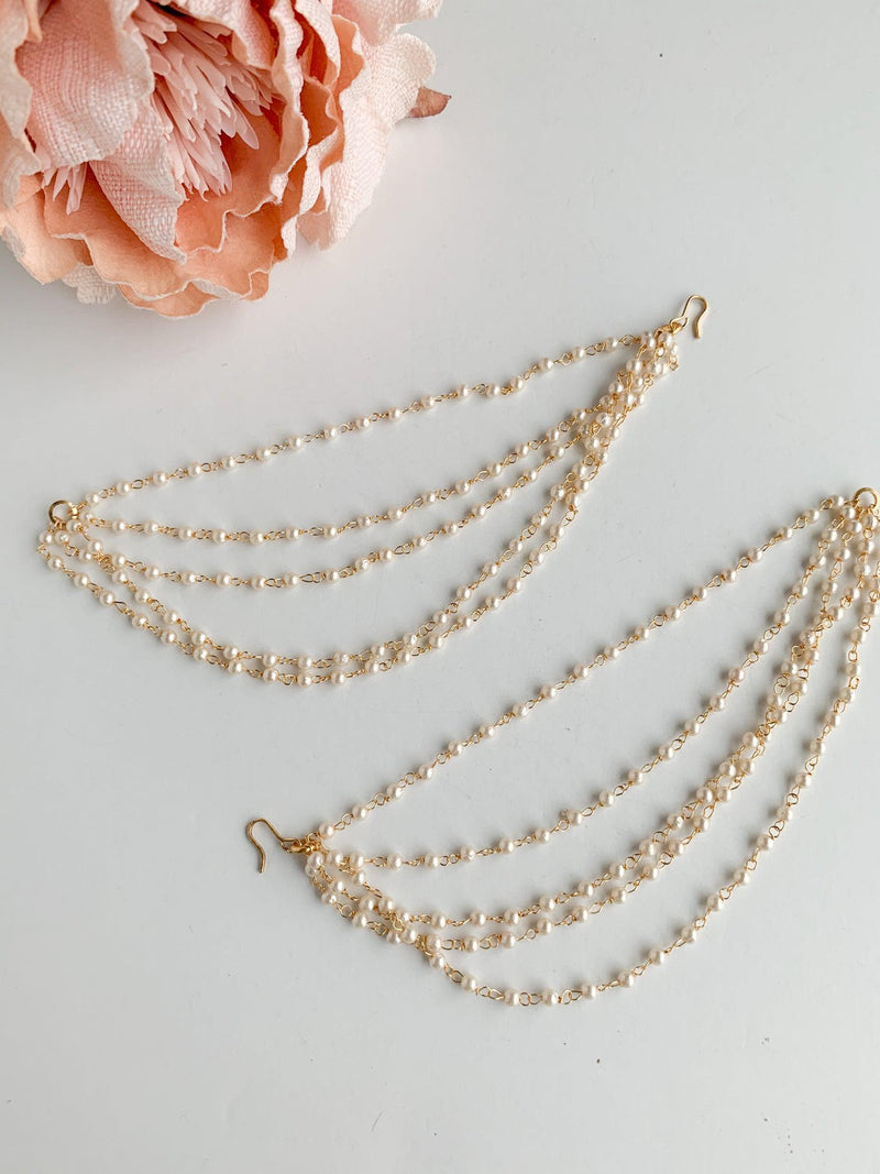 Classic Pearl Saharay Sahara Earrings THE KUNDAN SHOP Five Layer 