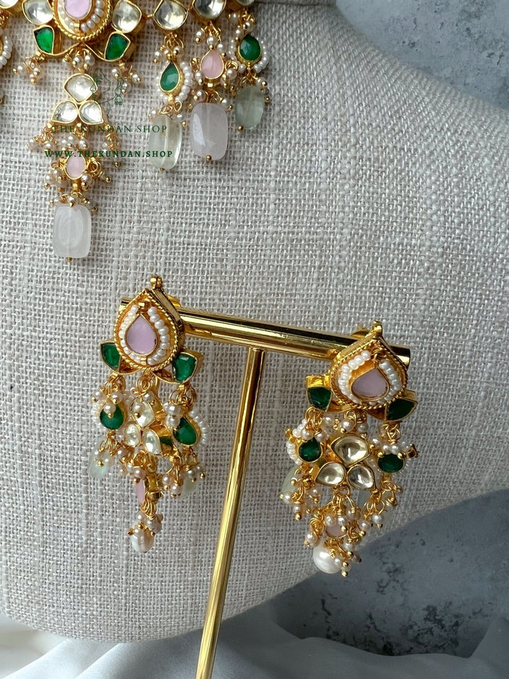 Sensation in Emerald & Pink Necklace Sets THE KUNDAN SHOP 