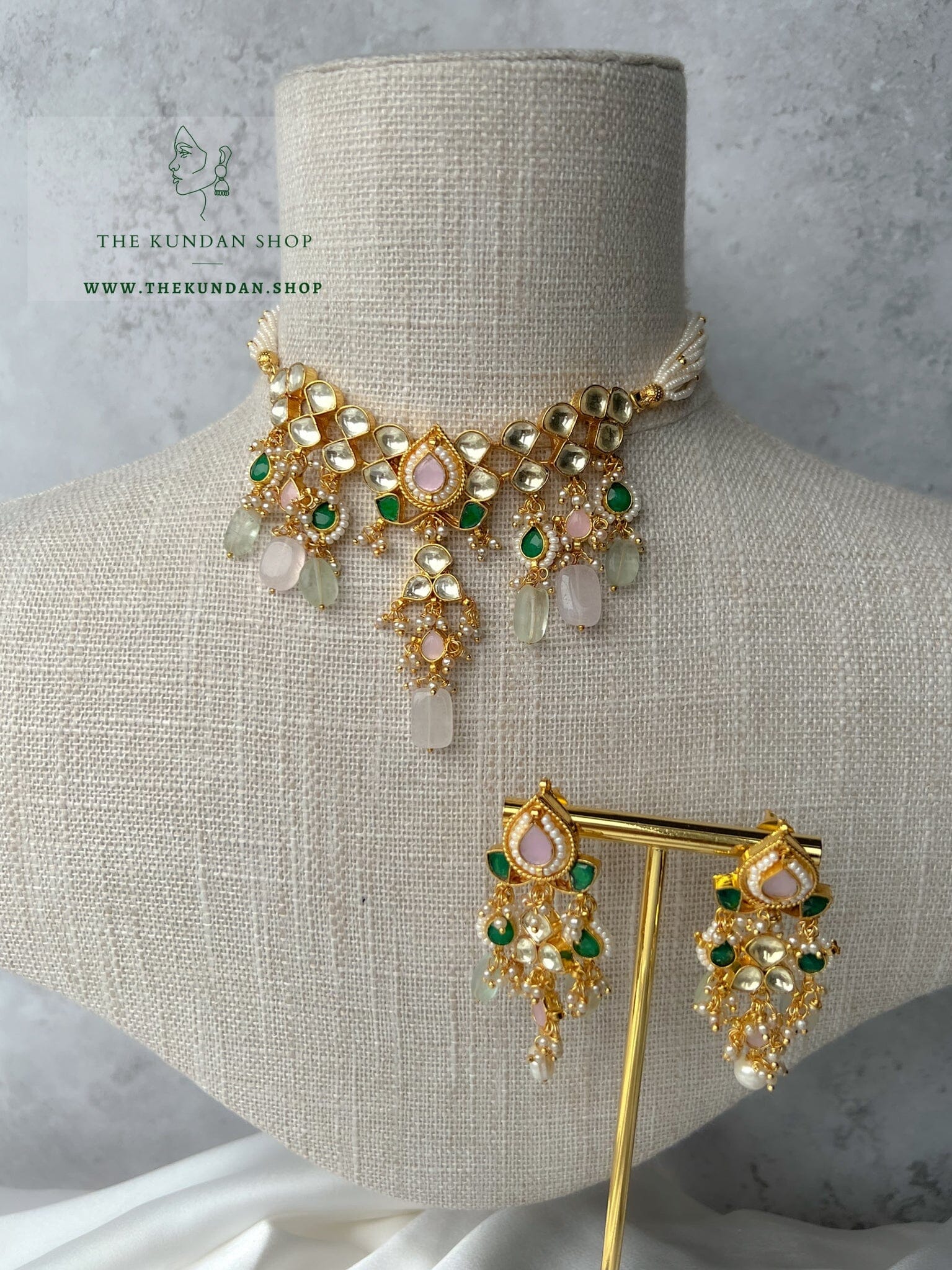 Sensation in Emerald & Pink Necklace Sets THE KUNDAN SHOP 