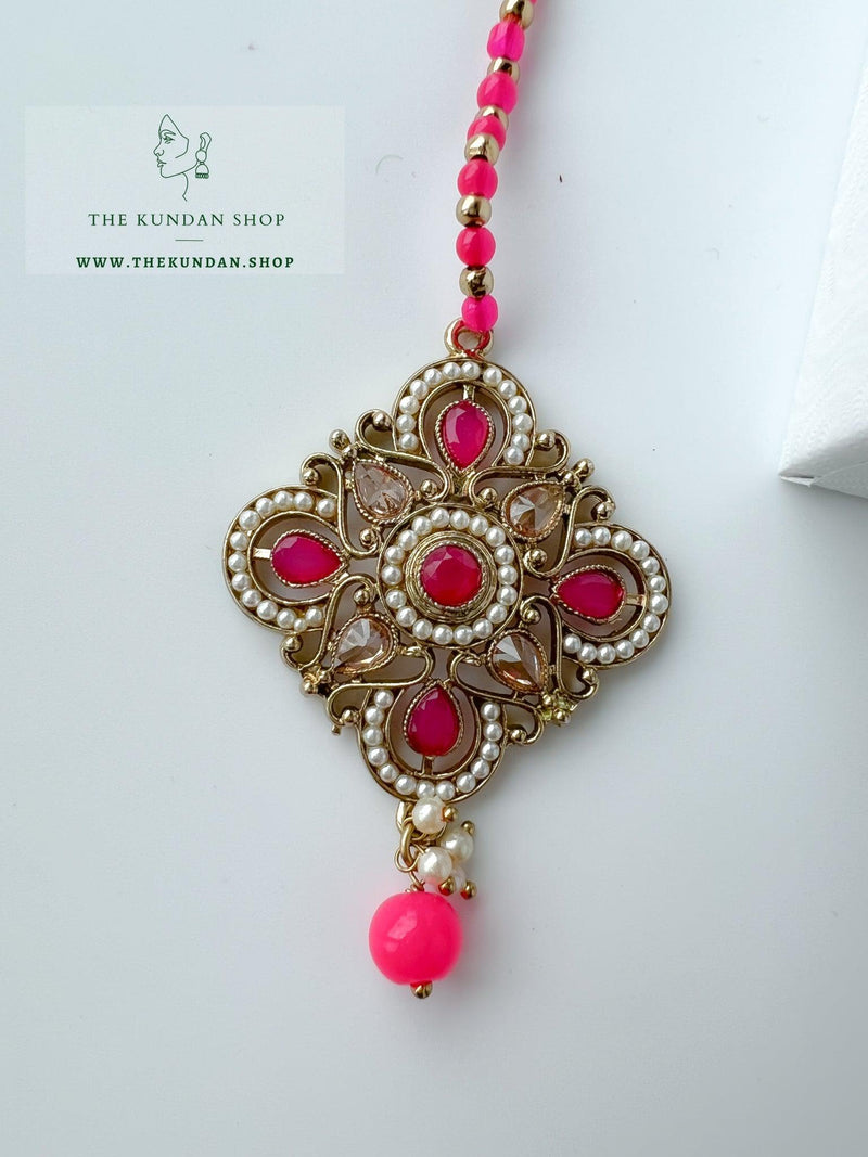 Artful in Pink Earrings + Tikka THE KUNDAN SHOP 