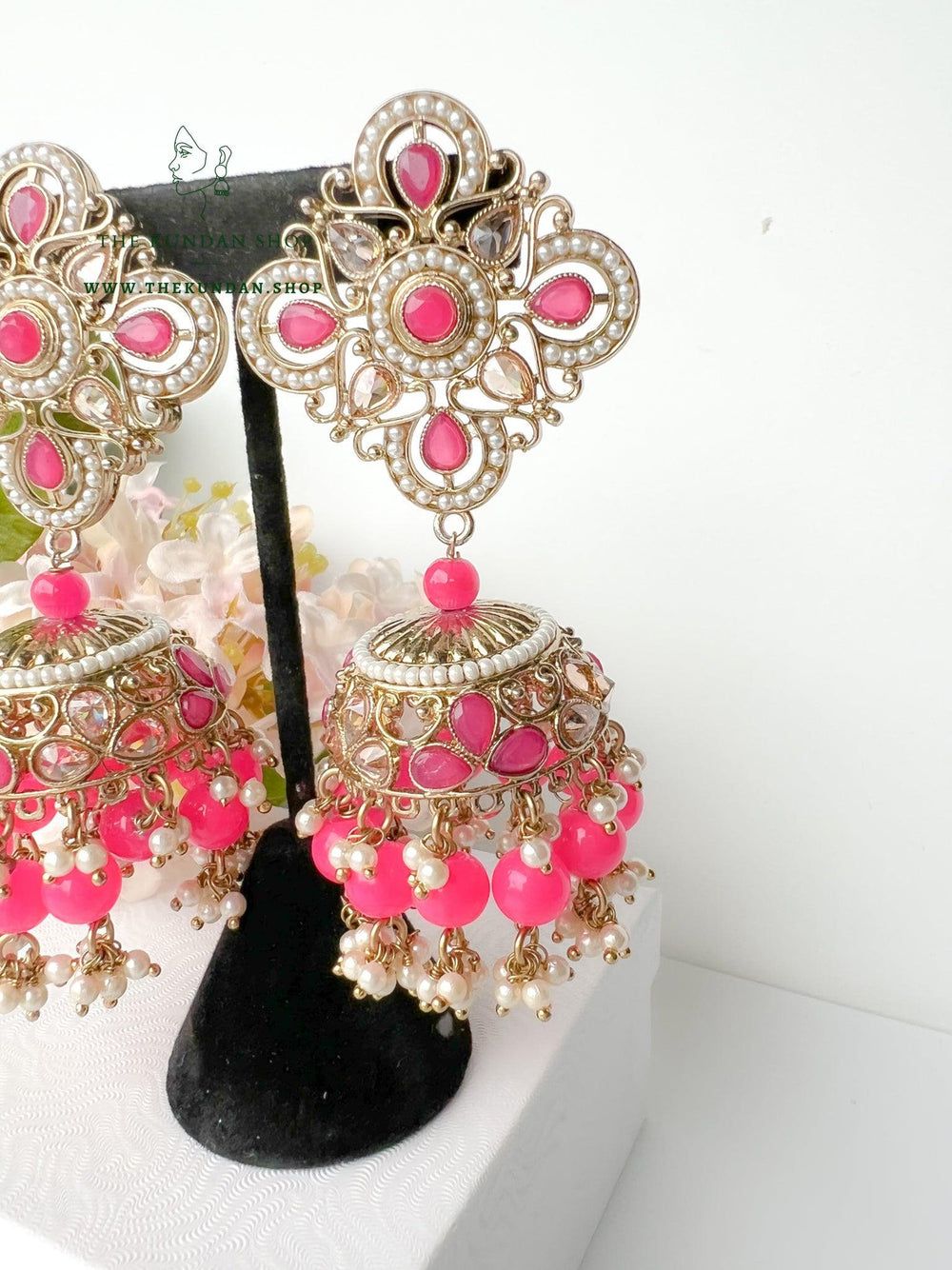 Artful in Pink Earrings + Tikka THE KUNDAN SHOP 