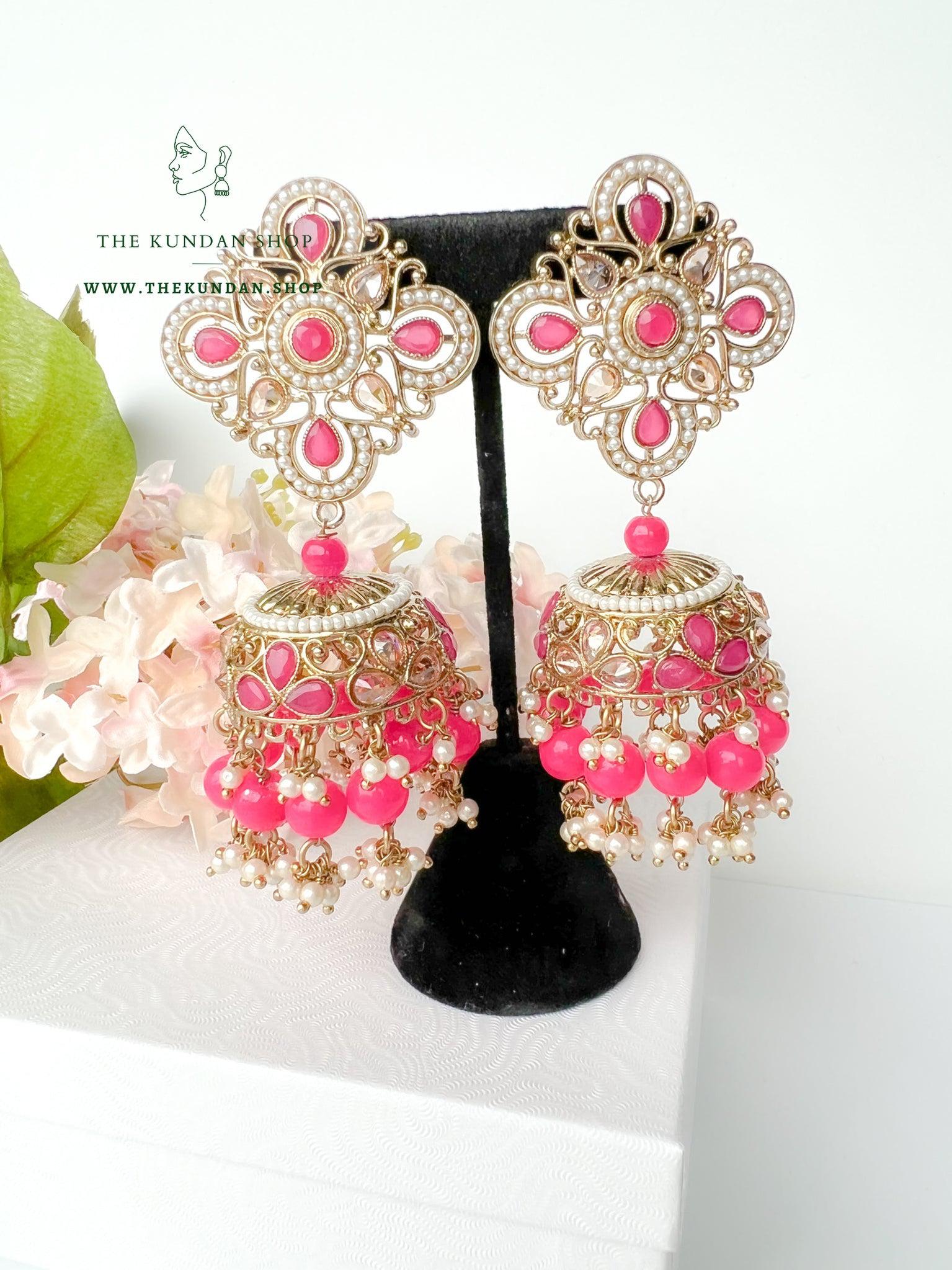 Artful in Pink Earrings + Tikka THE KUNDAN SHOP 
