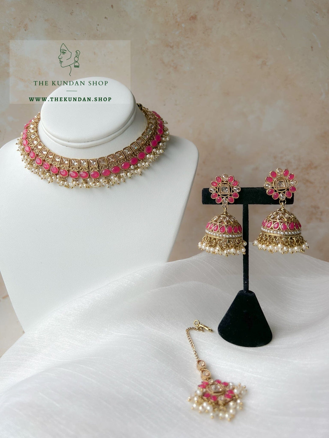 Illusive Polki in Pink Necklace Sets THE KUNDAN SHOP 