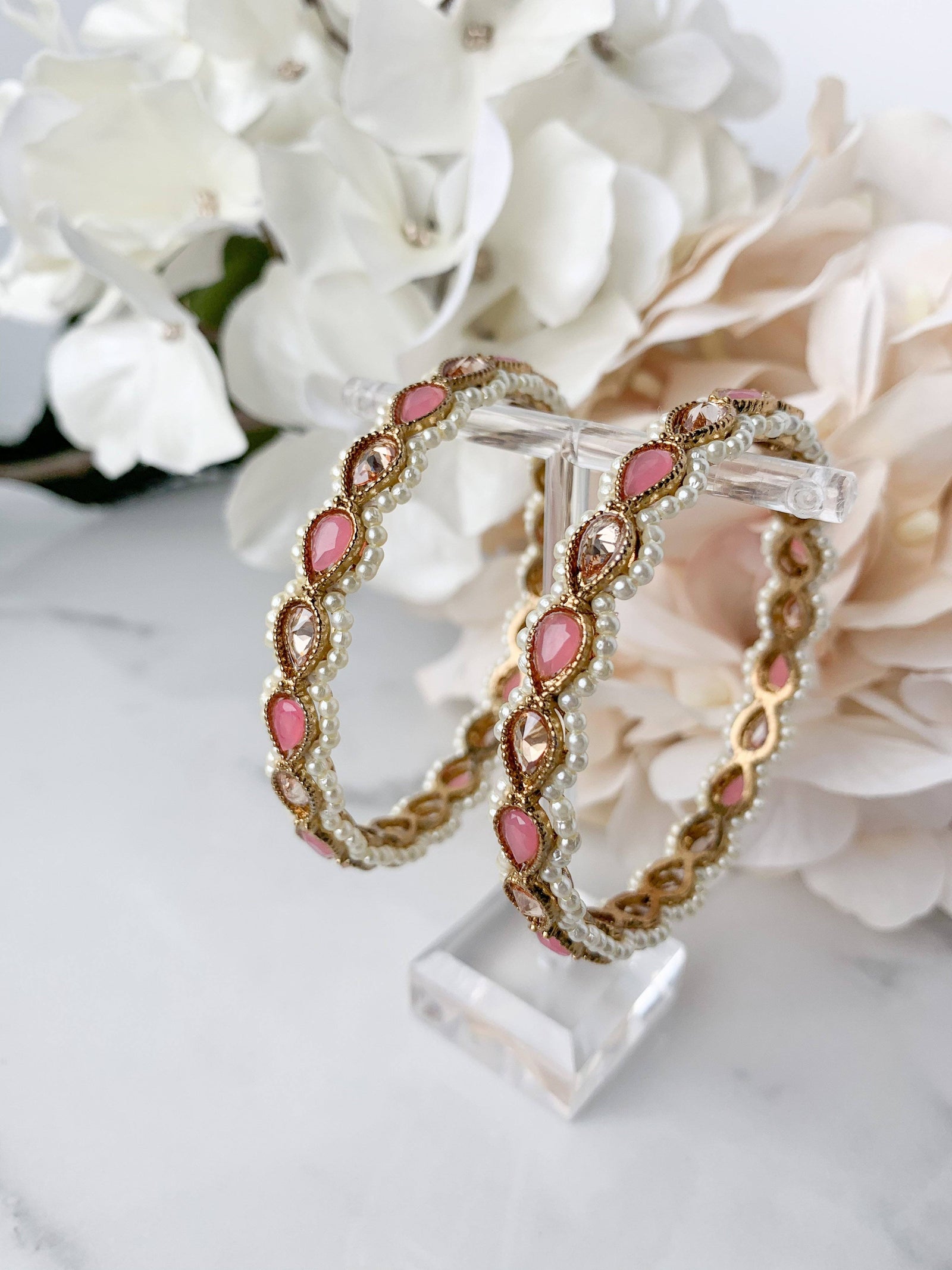 ANYA bangle in Pink (Pair of 2) Bangles THE KUNDAN SHOP 