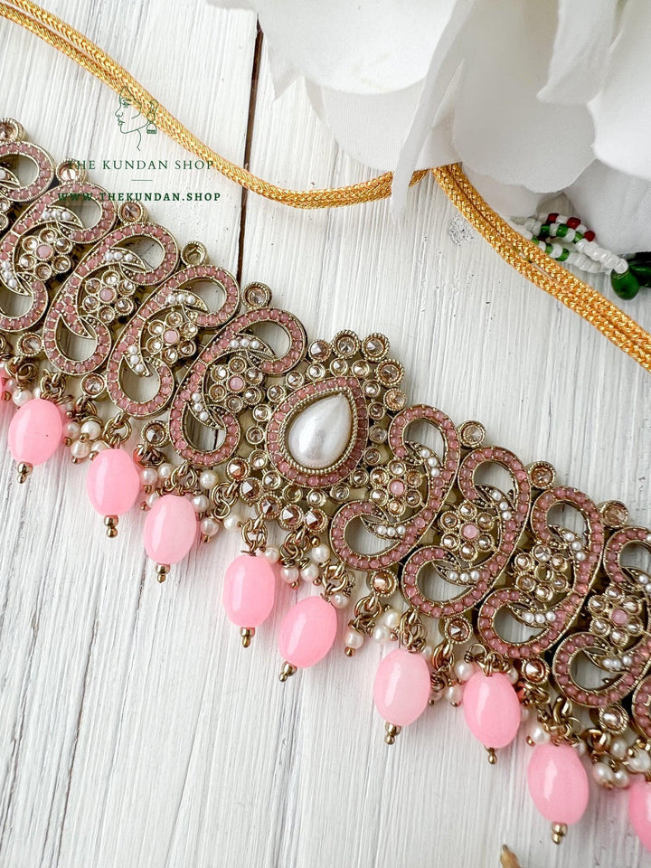Gentle Polki in Pink Necklace Sets THE KUNDAN SHOP 