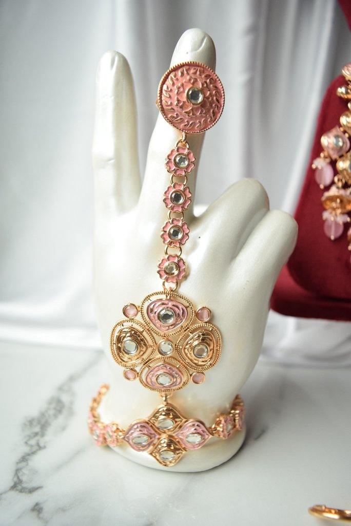 Recognition in Pink Full Bridal Set THE KUNDAN SHOP 