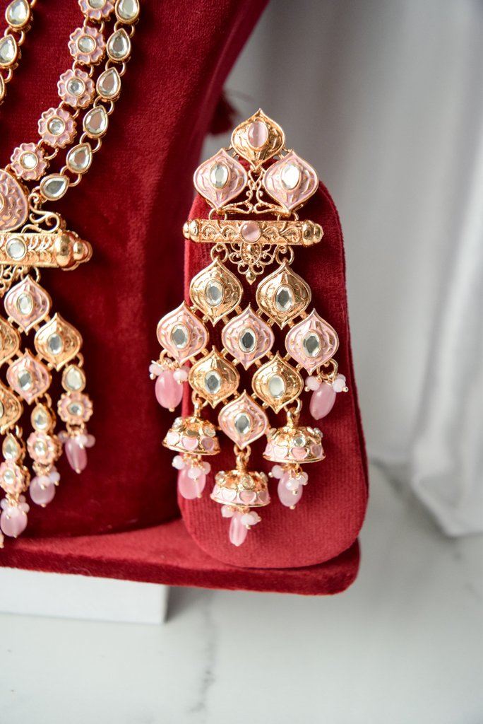 Recognition in Pink Full Bridal Set THE KUNDAN SHOP 