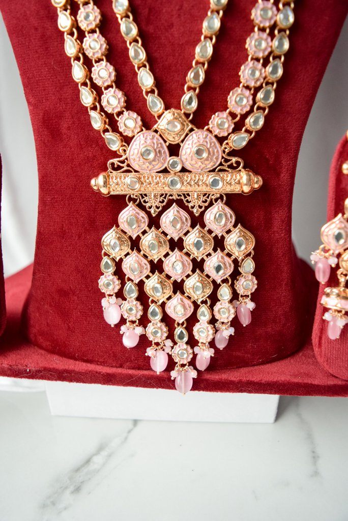 Recognition in Pink Full Bridal Set THE KUNDAN SHOP 