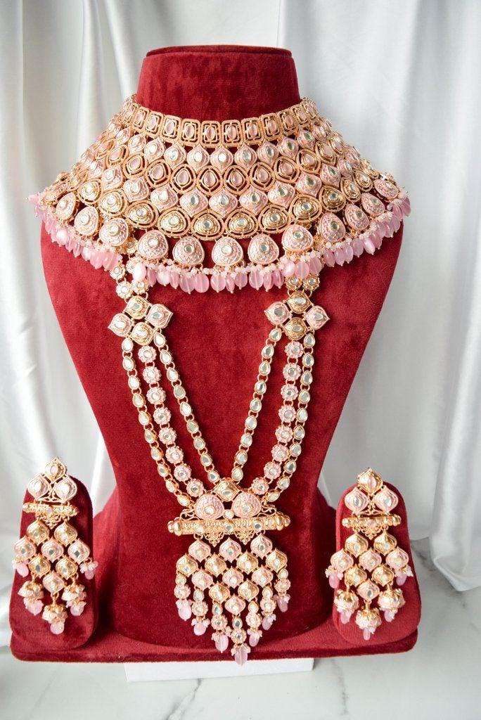 Recognition in Pink Full Bridal Set THE KUNDAN SHOP 