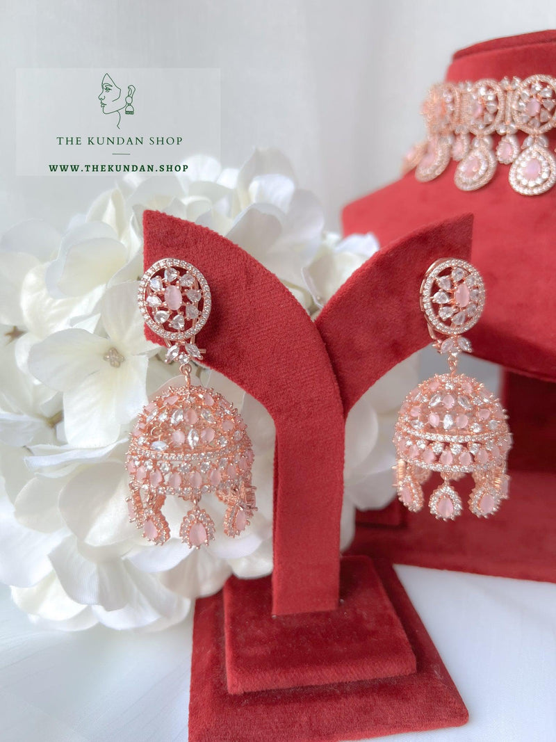 Adore in Rose Gold & Pink Necklace Sets THE KUNDAN SHOP 