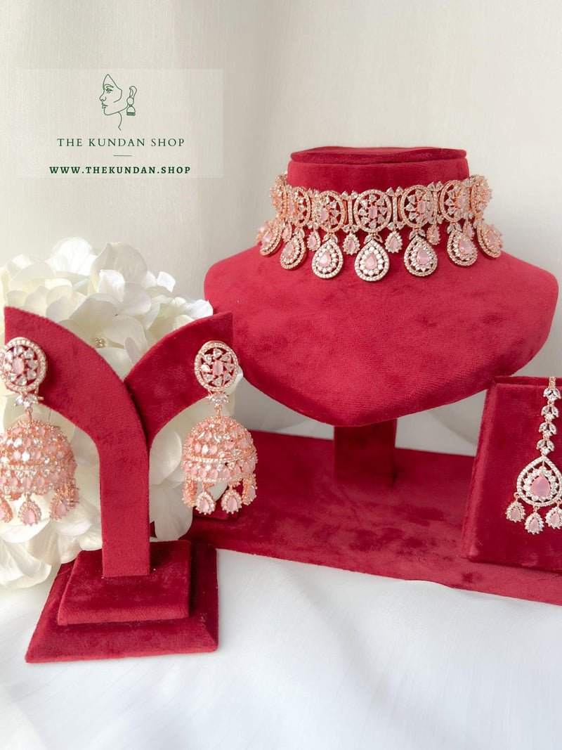 Adore in Rose Gold & Pink Necklace Sets THE KUNDAN SHOP 