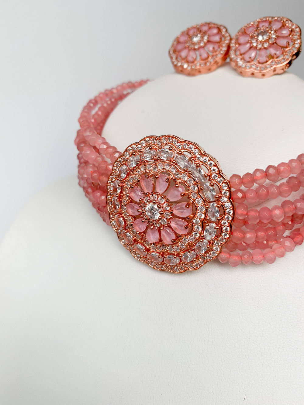 A Floral Illusion in Pink Necklace Sets THE KUNDAN SHOP 