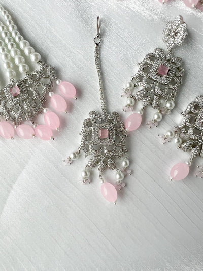 Essential in Silver & Pink Necklace Sets THE KUNDAN SHOP 