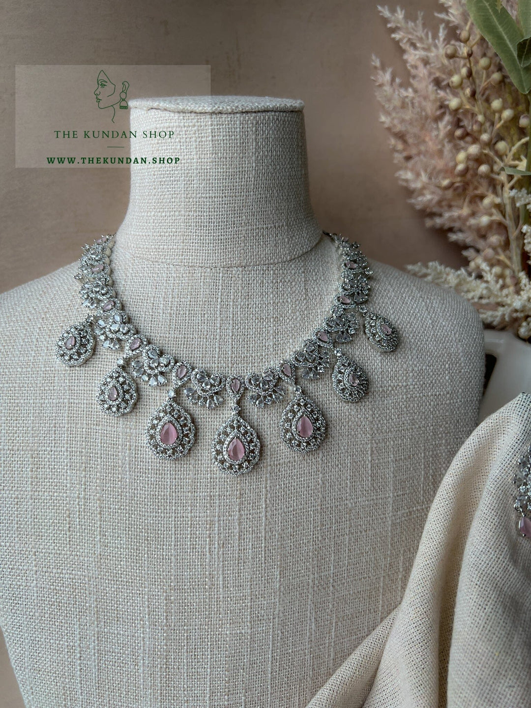 Resilient in Silver & Pink Necklace Sets THE KUNDAN SHOP 