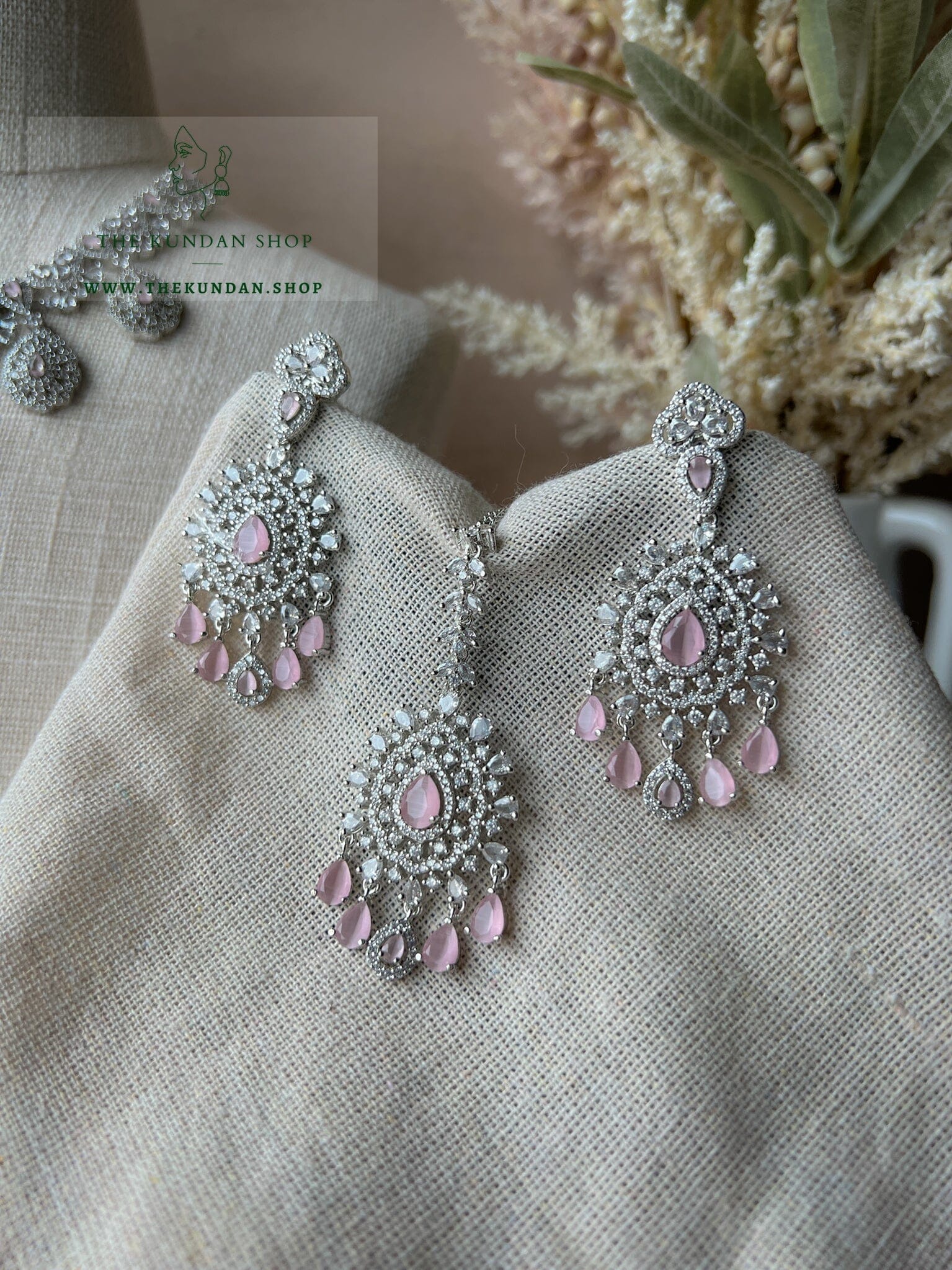 Resilient in Silver & Pink Necklace Sets THE KUNDAN SHOP 