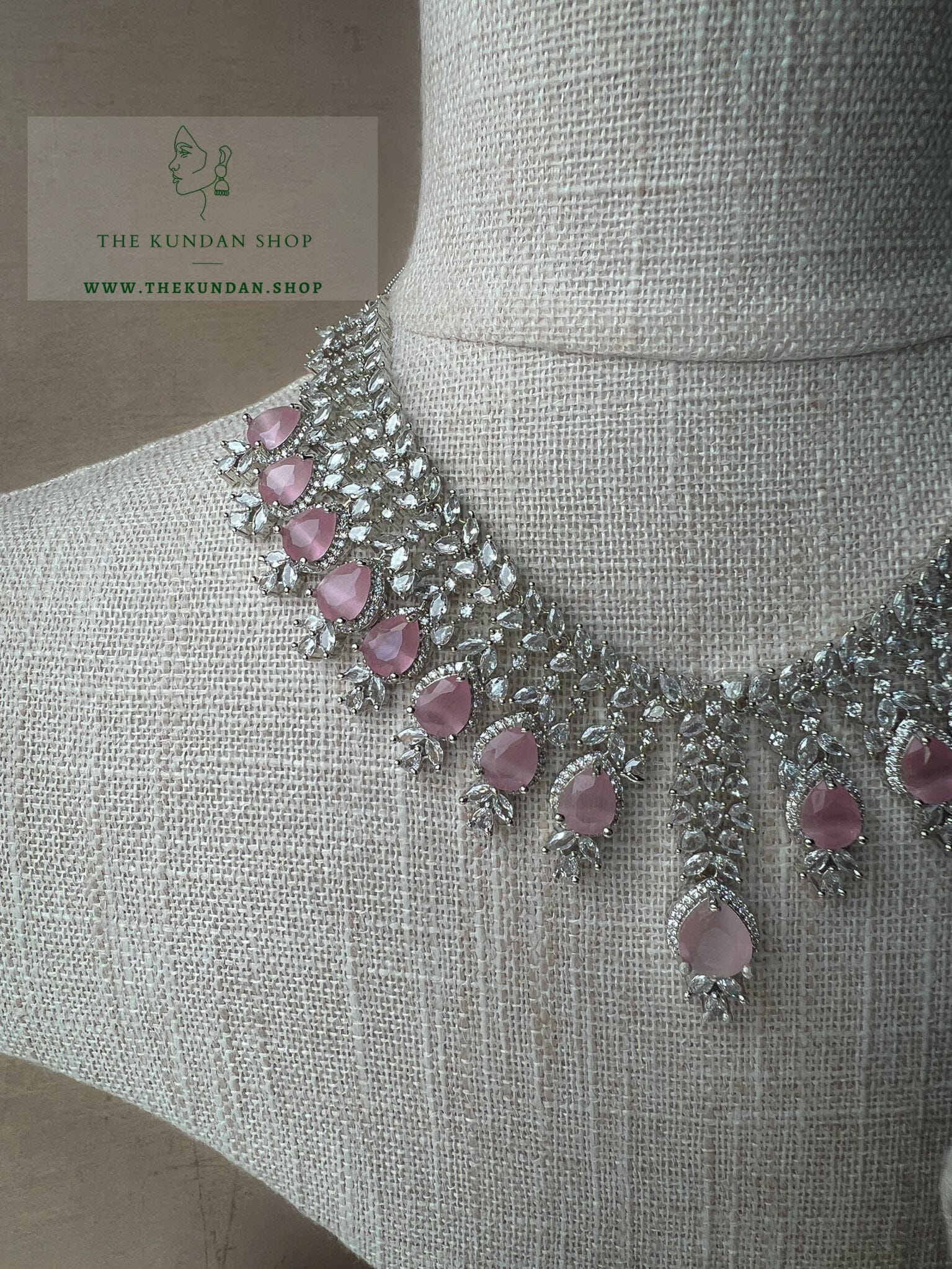 Flared in Silver & Pink Necklace Sets THE KUNDAN SHOP 