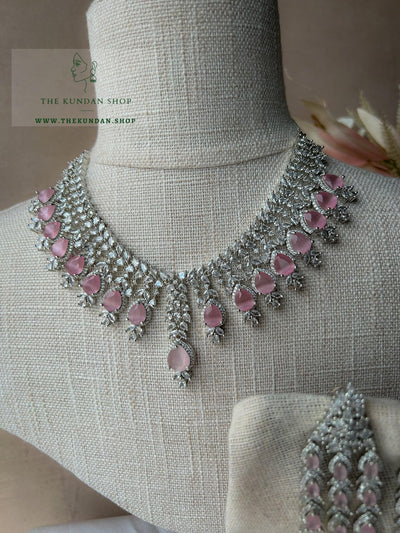 Flared in Silver & Pink Necklace Sets THE KUNDAN SHOP 