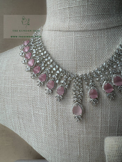 Flared in Silver & Pink Necklace Sets THE KUNDAN SHOP 