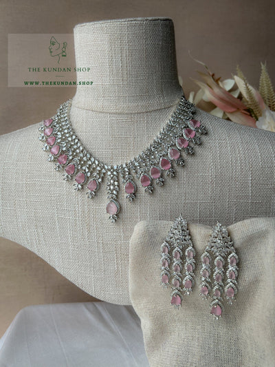 Flared in Silver & Pink Necklace Sets THE KUNDAN SHOP 
