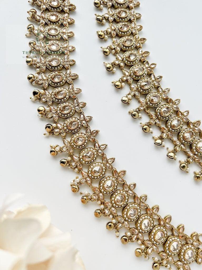 Adorned in Champagne Polki Anklets THE KUNDAN SHOP 