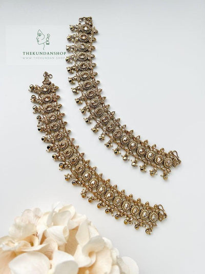 Adorned in Champagne Polki Anklets THE KUNDAN SHOP 