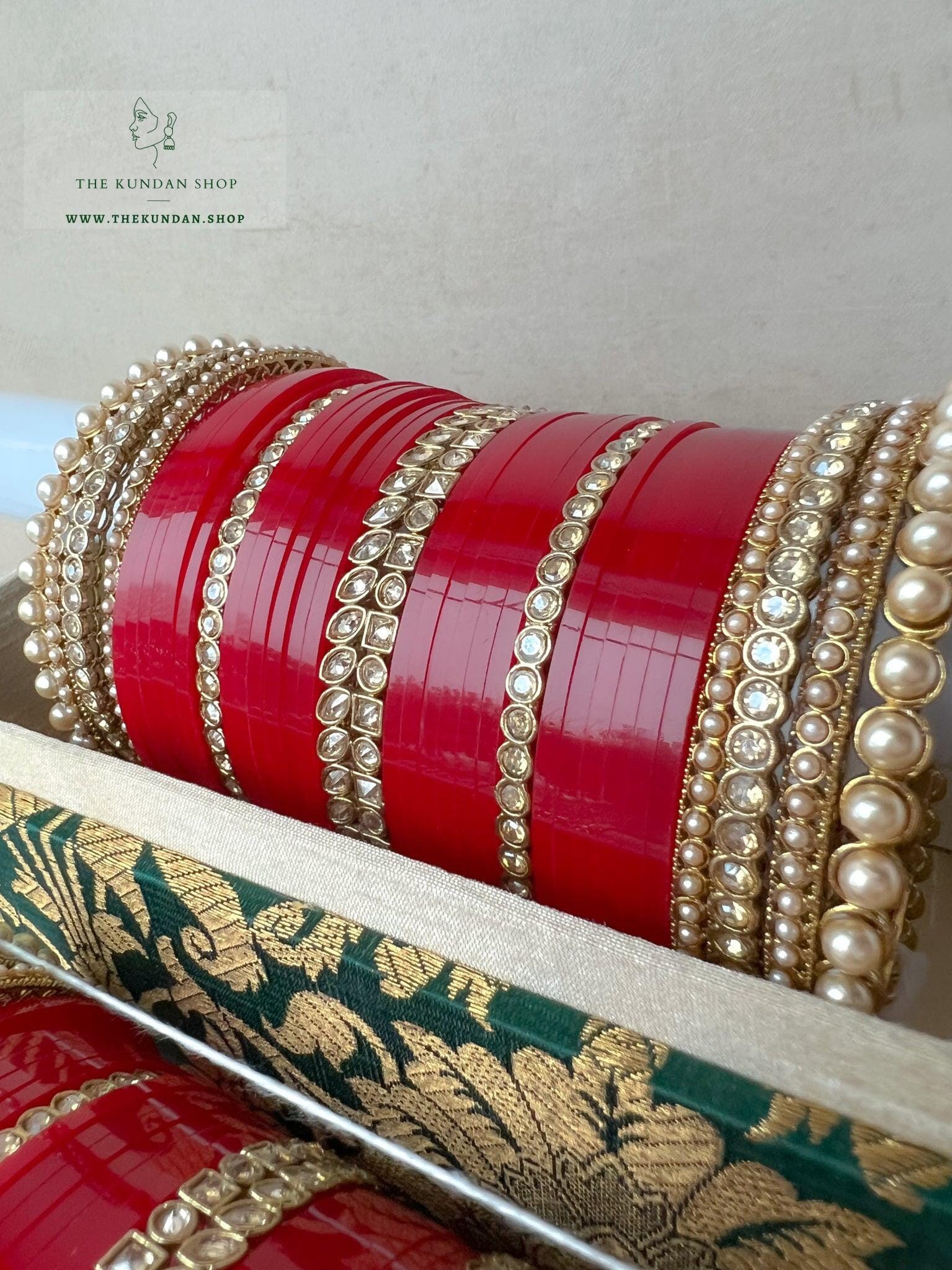 Anticipate Polki Chooda in Cherry Red Bangles THE KUNDAN SHOP 