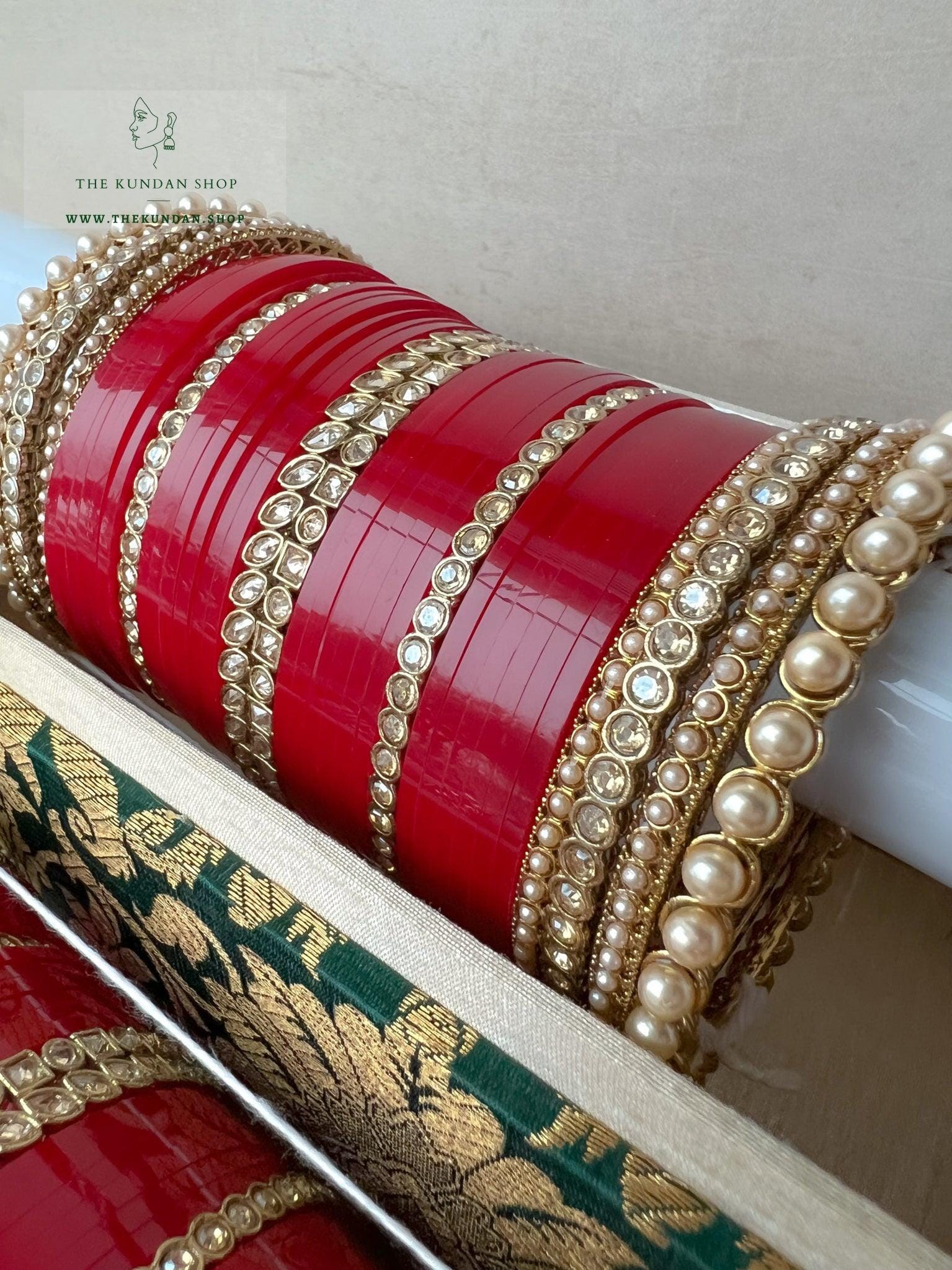 Anticipate Polki Chooda in Cherry Red Bangles THE KUNDAN SHOP 