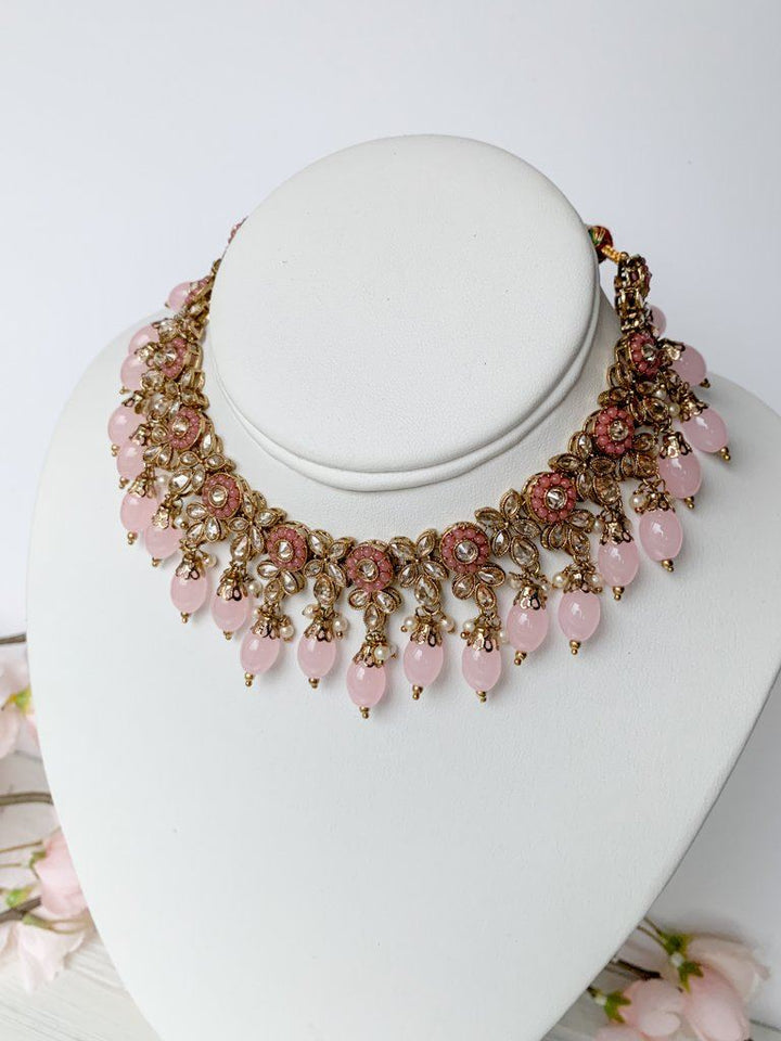 A Hidden Gem Necklace Sets THE KUNDAN SHOP Light Pink 