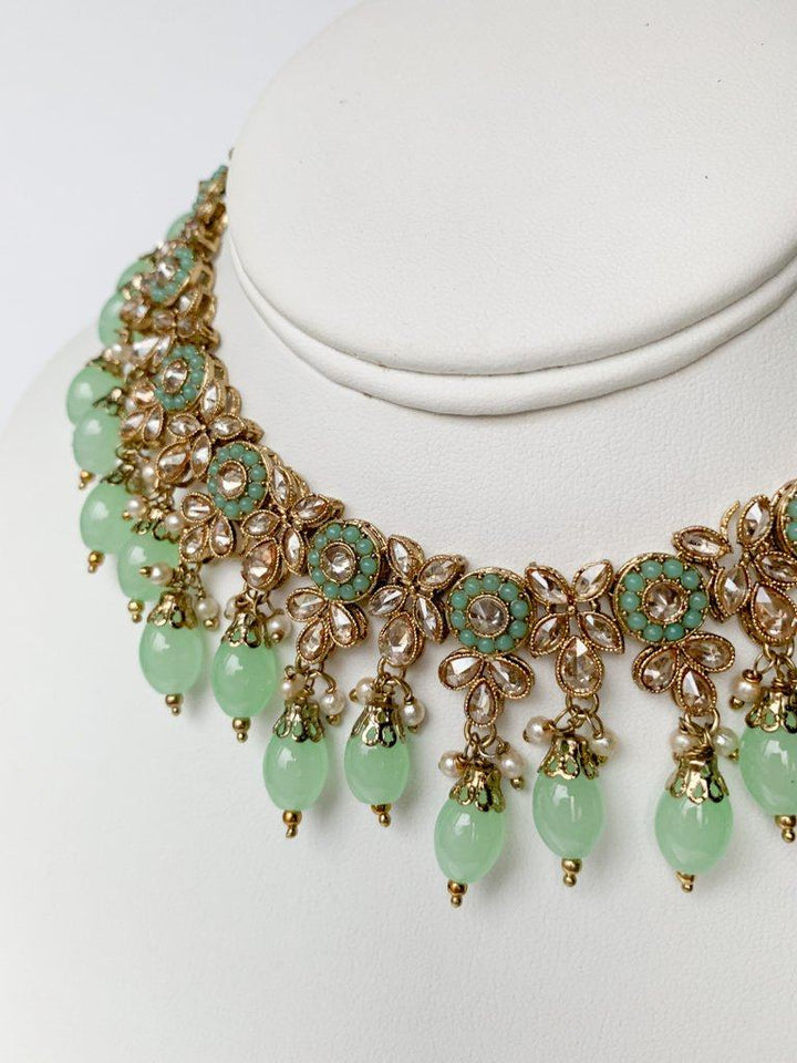 A Hidden Gem Necklace Sets THE KUNDAN SHOP Mint Green 