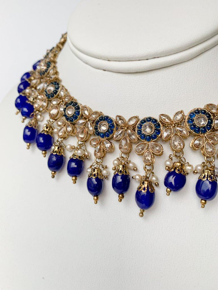 A Hidden Gem Necklace Sets THE KUNDAN SHOP Midnight Blue 
