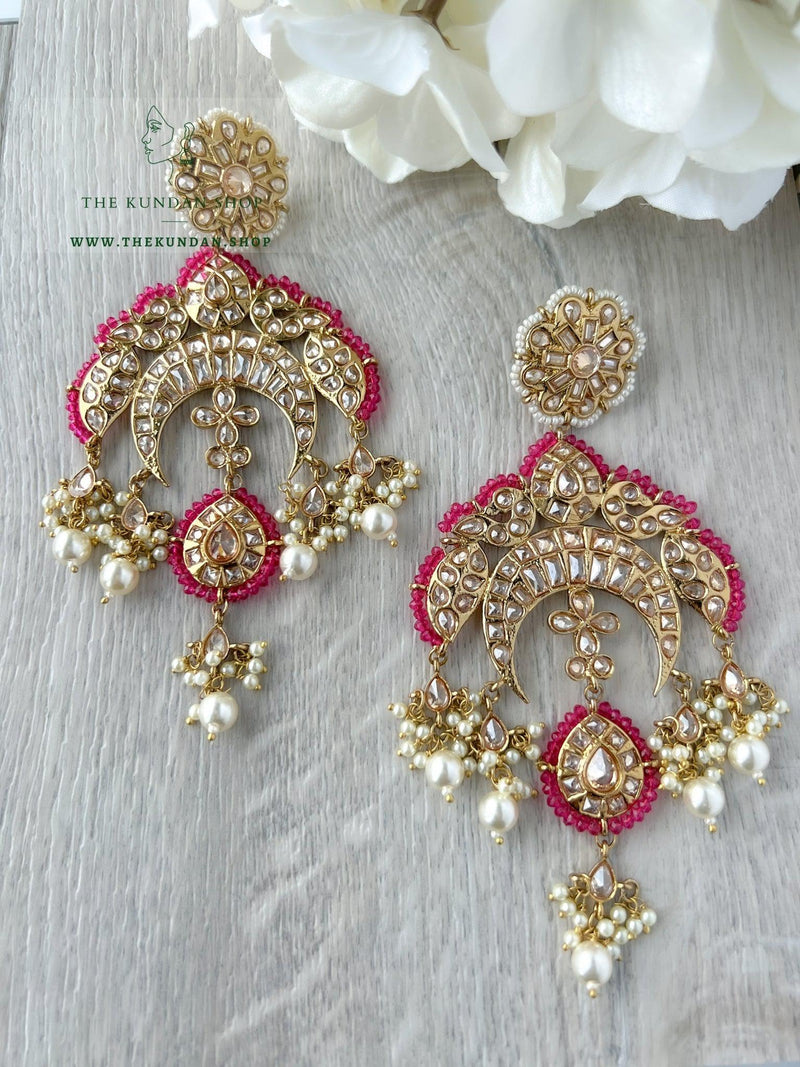 Abstract Earrings Earrings THE KUNDAN SHOP Dark Pink 