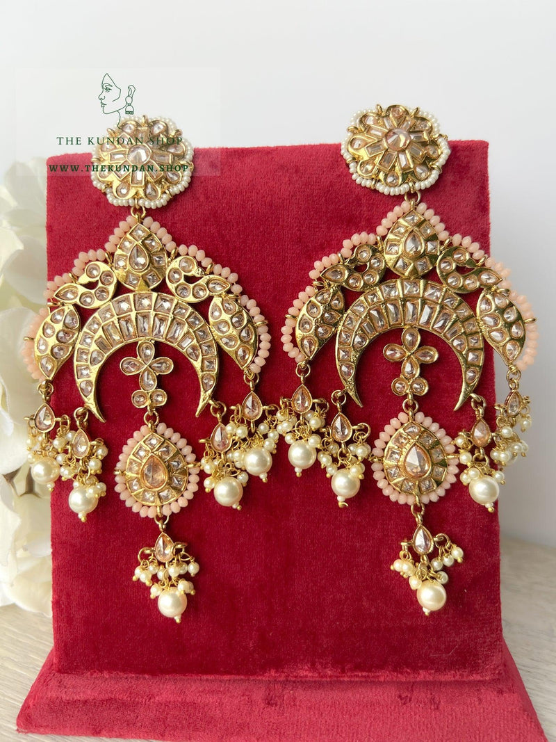 Abstract Earrings Earrings THE KUNDAN SHOP Light Peach 
