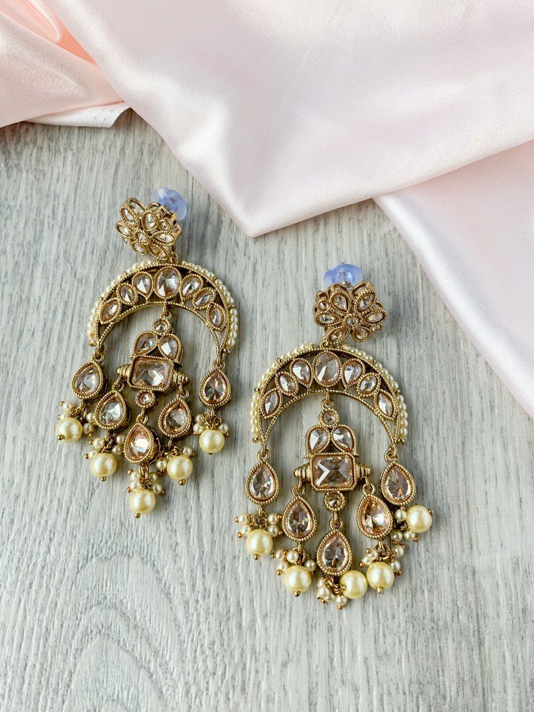 Noble in Polki Earrings THE KUNDAN SHOP Pearl 