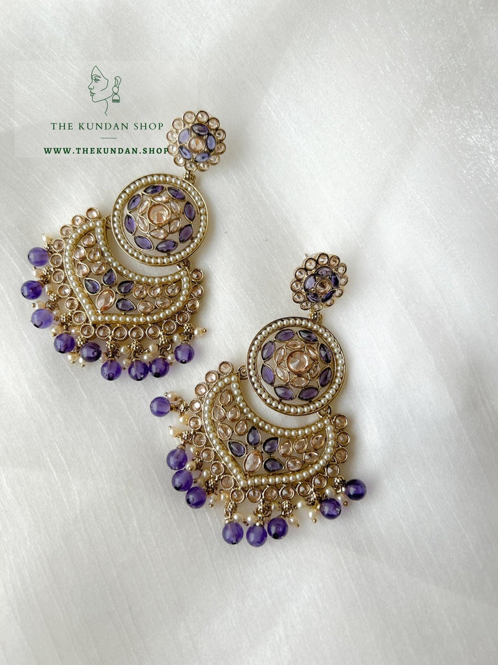 Proven in Polki Earrings THE KUNDAN SHOP Grey Purple 