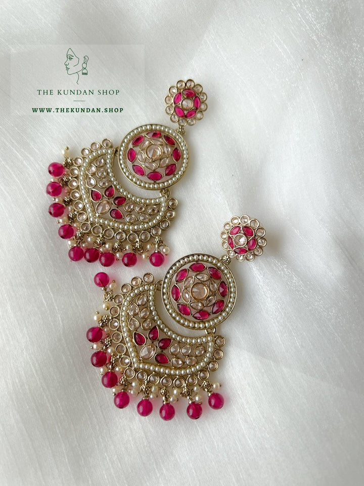 Proven in Polki Earrings THE KUNDAN SHOP Dark Pink 