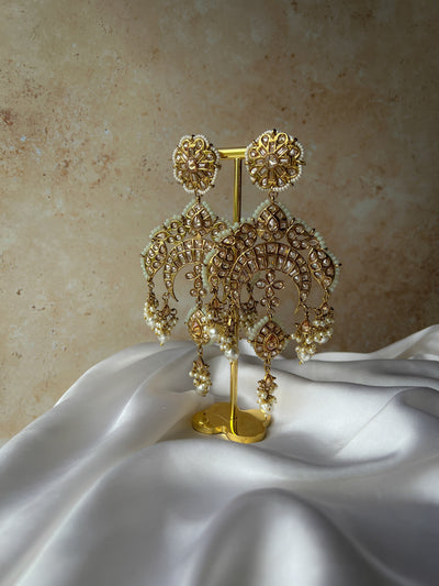 Abstract Earrings Earrings THE KUNDAN SHOP Off White Grey 