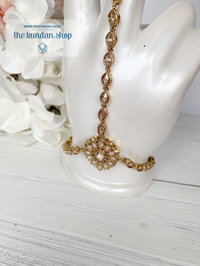 Flower Drops in Polki Hand Harness Rings THE KUNDAN SHOP 