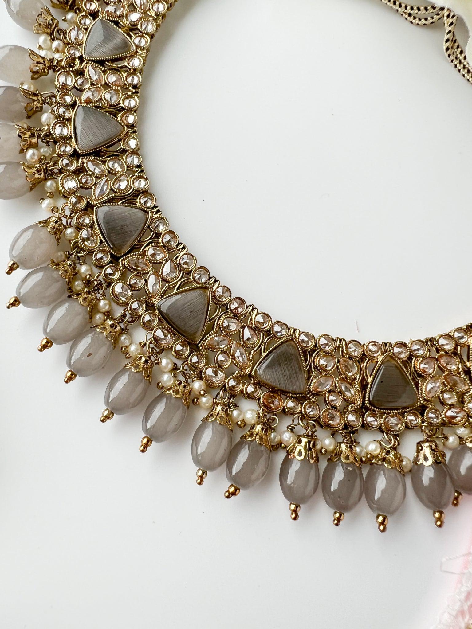 Pristine in Grey Necklace Sets THE KUNDAN SHOP 