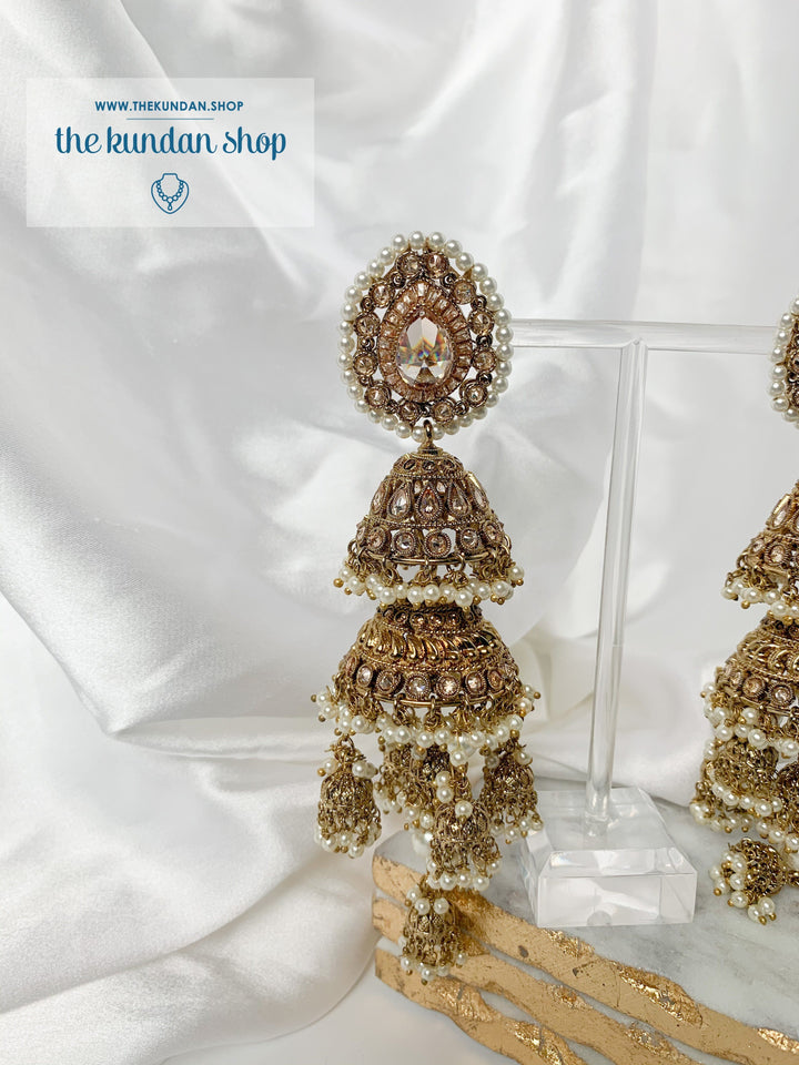 Kalire Earrings in Antique Earrings THE KUNDAN SHOP 