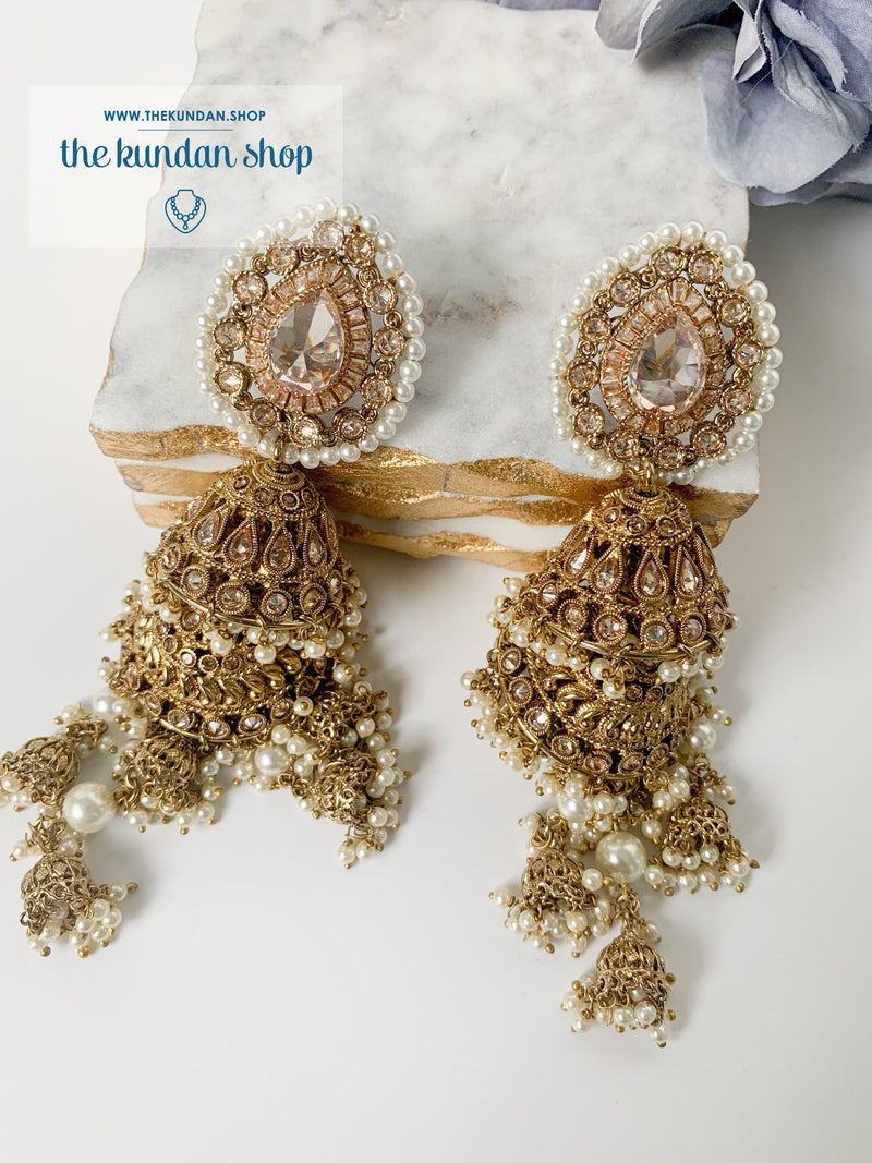 Kalire Earrings in Antique Earrings THE KUNDAN SHOP 