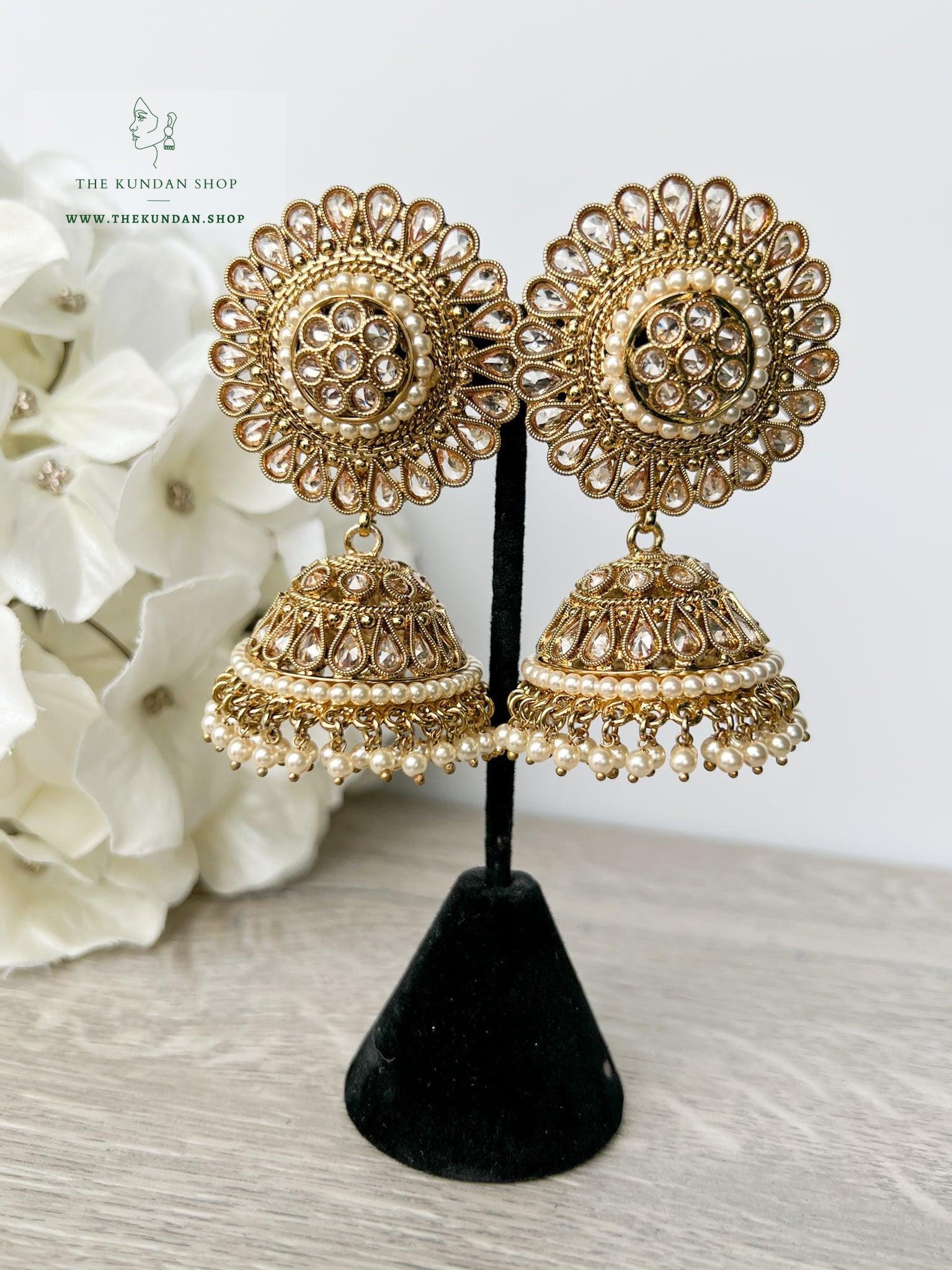 Jhumkis in Polki Earrings THE KUNDAN SHOP Pearl 