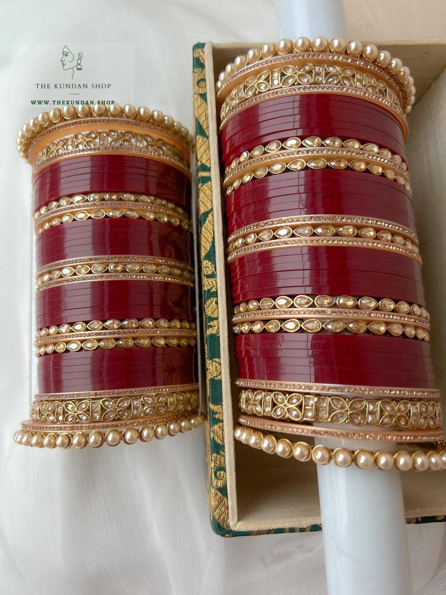 Grand Polki Chooda in Maroon Bangles THE KUNDAN SHOP 